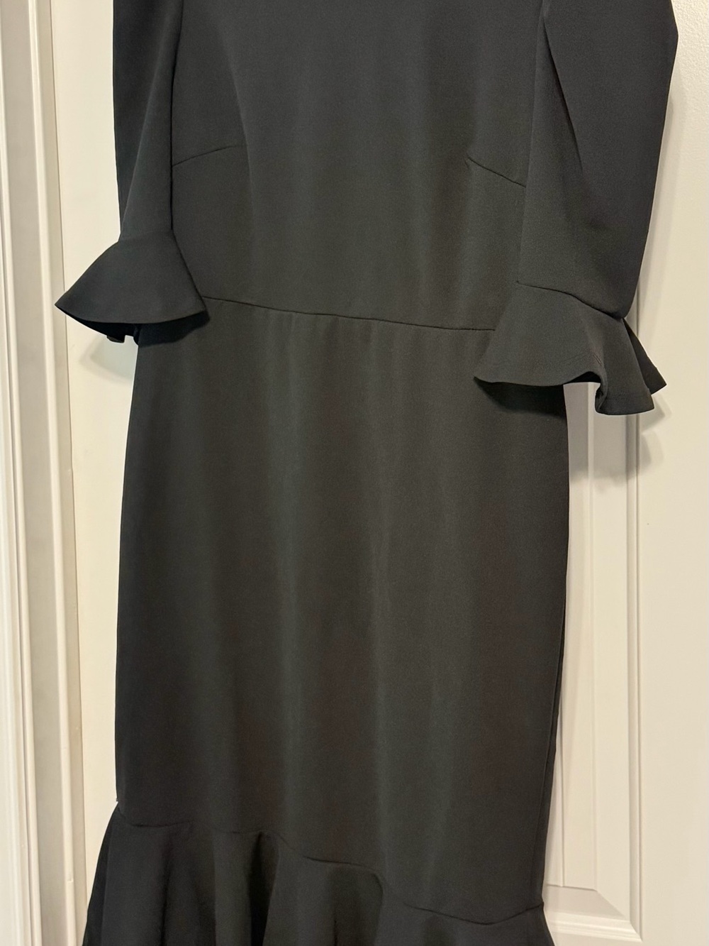 SHEIN Black Puff Sleeve Ruffle Hem Dress Size 1XL